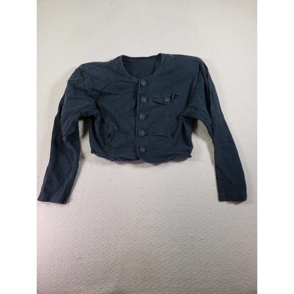 VTG Michael Jacket Womens Small Green Denim Cropped Long Sleeve Button Front
